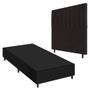 Imagem de Conjunto Base Cama Box Solteiro Preto e Cabeceira Itália 90cm Suede Marrom - Desk Design