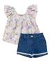 Imagem de Conjunto Bata Menina + Short Jeans 100% Algodão - Anjos Baby