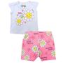 Imagem de Conjunto Bebê Menina Florzinhas Branco e Rosa Blusa e Short