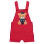 Imagem de Conjunto Bebê Menino Kyly Body Cotton Jardineira Moletinho Marinho/Vermelho