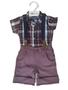Imagem de Conjunto bebê verão masculino shorts com suspensório e body