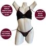 Imagem de Conjunto Bella Lingerie Rendada Com Bojo Calcinha Fio String