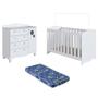 Imagem de Conjunto Berço Infantil 3 em 1 com Colchão e Regulagem de Altura e Cômoda Infantil 4 Gavetas 1 Porta com Prateleira e Trocador
