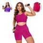 Imagem de Conjunto Bermuda Top Feminino Academia Blackout