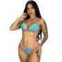 Imagem de Conjunto Bicolor Lingerie Calcinha E Sutiã Rendado Íntimo Feminino Sem Bojo Fio Dental Conforto