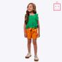 Imagem de Conjunto Blusa Bata e Shorts Sarja Laranja Estampado Infantil Menina Vigat 4900