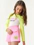 Imagem de Conjunto Blusa com Recorte e Short Amarelo Neon e Rosa  Catavento