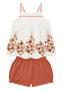 Imagem de Conjunto Blusa Cotton Shorts Malha Flores Milon