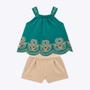 Imagem de Conjunto Blusa de Alça Verde e Short em Malha Bege Infantil Menina Milon 2000540