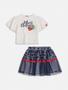 Imagem de Conjunto Blusa e Short Saia Com Tule Marinho Momi