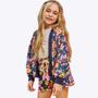 Imagem de Conjunto Blusa em Canelado Maui com Shorts e Casaco em Malha Floral Feminino Infanti 71007