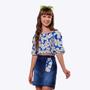 Imagem de Conjunto Blusa Estampa Floral e Saia Jeans Juvenil Menina Vigat 7859