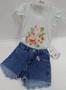 Imagem de Conjunto Blusa Estampada + Shorts Jeans Menina Paraiso 14126