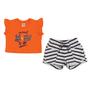 Imagem de Conjunto Blusa Laranja Sea & Fun e Short Listrado Moletinho Have Fun