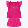 Imagem de Conjunto Blusa Manga Curta Borboleta e Short-Saia Infantil Menina Kyly 1000687