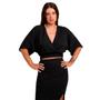 Imagem de Conjunto Blusa Morcego + Saia Midi Modeladora Canelada Lápis Feminino