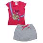 Imagem de Conjunto Blusa Pink Ursinha Short Saia Cinza Menina Infantil