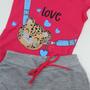 Imagem de Conjunto Blusa Pink Ursinha Short Saia Cinza Menina Infantil