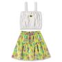 Imagem de Conjunto Blusa Regata Elástico e Saia Flores Tricoline com Short Cotton Up Baby