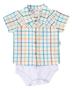 Imagem de Conjunto Body Bebe Menino + Short Linho 100% Algodão - Anjos Baby