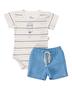 Imagem de Conjunto Body Bebe Menino + Short Moletom 100% Algodão - Anjos Baby