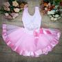 Imagem de Conjunto Body e Saia de Tule Infantil Juvenil Carnaval Halloween Bailarina Ballet Rosa