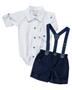 Imagem de Conjunto Body Manga Longa Bebe Menino + Short Oxford 100% Algodão - Anjos Baby