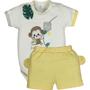 Imagem de Conjunto Body Suedine Manga Curta Ab. Bordado Macaco + Shorts Bordado