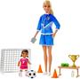 Imagem de Conjunto Boneca Barbie Profissões Esportes Quero Ser Professora Futebol Loira Mini Boneca - Mattel