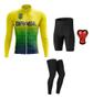 Imagem de Conjunto Brasil Camisa Manga Longa Bermuda Gel Pernito Mtb