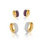 Imagem de Conjunto Brinco de Argolas Primeiro e Segundo Furo zirconias brancas e rubi banhado em ouro 18k