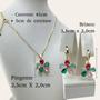 Conjunto Brinco e Colar Flor Cravejado Semijoia Antialérgico - Santo Estillo Semijoias Imagem de Conjunto Brinco e Colar Flor Cravejado Semijoia Antialérgico