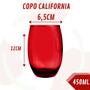 Imagem de Conjunto c/ 4 Copos Vidro California 450ml Grande Vermelho