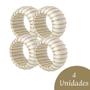 Imagem de Conjunto C/4 Porta Guardanapo Natalino Listrado Branco e Dourado Natal 5x3cm Cromus