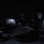 Imagem de Conjunto C/ 6 Pratos de Sobremesa Orgânico Preto Matte Stoneware Cerâmica Porto Brasil Ø 19,1cm