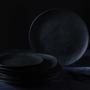 Imagem de Conjunto C/ 6 Pratos de Sobremesa Orgânico Preto Matte Stoneware Cerâmica Porto Brasil Ø 19,1cm