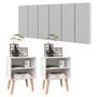 Imagem de Conjunto Cabeceira Casal 1,40 Julia com Kit 2 Mesas de Cabeceira RPM - Branco - Lojas RPM