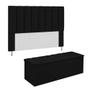 Imagem de Conjunto Cabeceira E Calçadeira Cancun Para Cama Box Queen 160 cm Suede Preto - LM DECOR