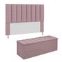 Imagem de Conjunto Cabeceira E Calçadeira Cancun Para Cama Box Queen 160 cm Suede Rosê - DL Decor