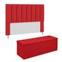 Imagem de Conjunto Cabeceira E Calçadeira Cancun Para Cama Box Queen 160 cm Suede Vermelho - LM DECOR