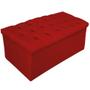Imagem de Conjunto Cabeceira Estofada Mel 90cm e Calçadeira Mel 90cm Suede Vermelho