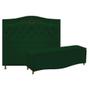 Imagem de Conjunto Cabeceira Estofado Yasmim + Recamier Baú Yasmim 140 Cm Para Cama Box Casal Quarto Suede Verde - Amarena
