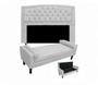 Imagem de Conjunto Cabeceira Geovana + Calçadeira Fênix Casal 140cm Suede Branco - LM DECOR