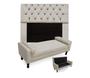 Imagem de Conjunto Cabeceira Mirage Com Recamier Baú Fenix Casal 140 cm Suede Bege - LM DECOR