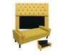 Imagem de Conjunto Cabeceira Mirage Com Recamier Baú Fenix King 195 cm Suede Amarelo - DL DECOR