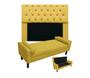 Imagem de Conjunto Cabeceira Mirage Com Recamier Baú Fenix King 195 cm Suede Amarelo - LM DECOR