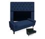 Imagem de Conjunto Cabeceira Mirage Com Recamier Baú Fenix King 195 cm Suede Azul Marinho - LM DECOR