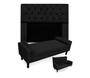 Imagem de Conjunto Cabeceira Mirage Com Recamier Baú Fenix King 195 cm Suede Preto - LM DECOR