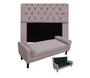 Imagem de Conjunto Cabeceira Mirage Com Recamier Baú Fenix King 195 cm Suede Rose - DL DECOR