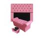 Imagem de Conjunto Cabeceira Mirage e Calçadeira Baú Veneza King 195 cm Suede Rosa Barbie - DL Decor